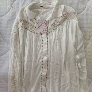 Free People Oversized White Button Up